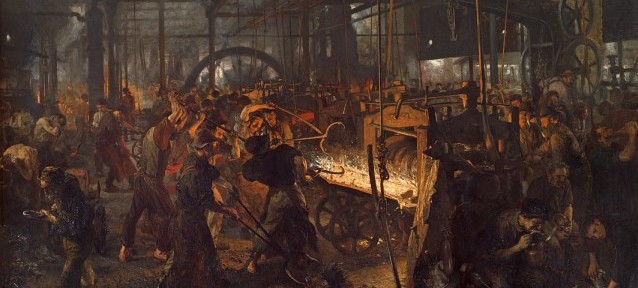 Bild: Adolph von Menzel - Eisenwalzwerk. Verwendung als gemeinfreie Datei.